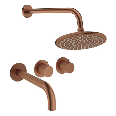 Crosswater MPRO Module ensemble de douche pluie encastré – douche de tête Ø 20 cm – 2 leviers – bec de bain – brons geborsteld