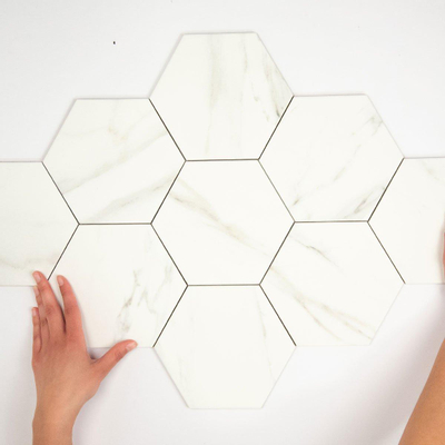 Terravito Alpuro wand- en vloertegel - 15x17cm - 9mm - Zeshoek - Marmerlook - Wit mat