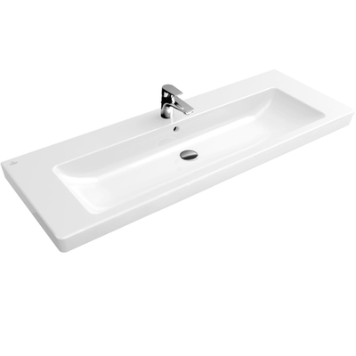Villeroy & Boch Subway 2.0 meubelwastafel - 130x47cm - 1 kraangat - met overloop - White Alpine (glans wit)