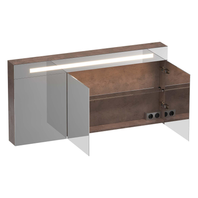 BRAUER Promise Deluxe armoire de toilette - 140x70x15cm - avec éclairage direct 3 portes miroir double-face - Erosion