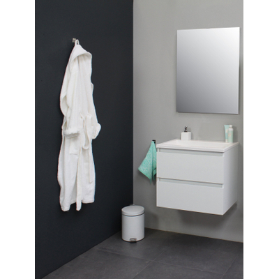 Basic Bella Meuble avec lavabo acrylique 60x55x46cm sans trou de robinet Blanc brillant