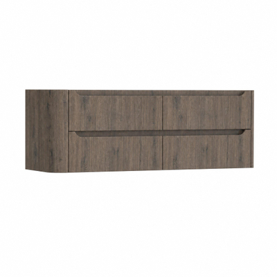 H&R Badmeubelen Juice Wastafelonderkast - 140x45x50cm - linkerhoek afgerond - 4 lades - geïntegreerde greep - Tucson oak