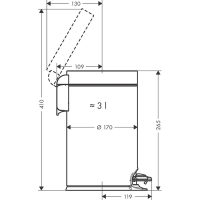 Hansgrohe Addstoris Poubelle à pédale softclose mat blanc