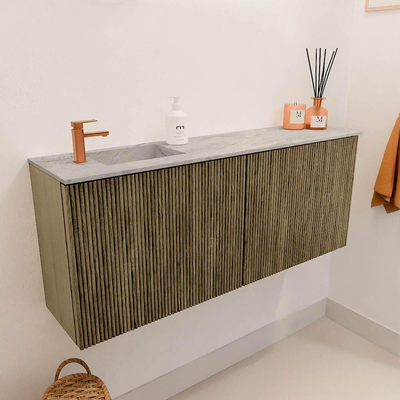 Mondiaz JOYA-DLUX 100cm toiletmeubel - kleur Dusk - Wastafel FAYE positie Links 1 kraangat kleur Glace.