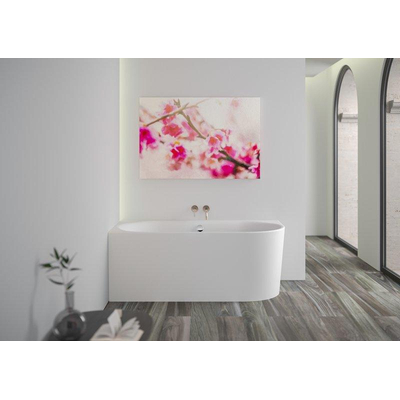 PliegerKansashoekbad acryl met waterinlaat links155x80x60cmmet poten | met af- en overloopgarnituur chroommat wit