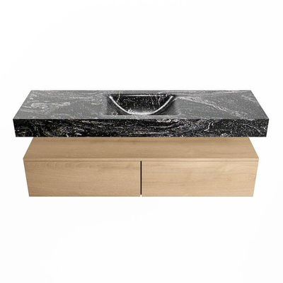 MONDIAZ ALAN - DLUX Badkamermeubelset - 150cm - onderkast - Washed Oak - 2 lades - vrijhangende wastafel - wasbak midden - 0 kraangaten - Lava