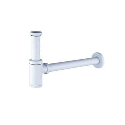 FugaFlow Eccelente Pietra ensemble lavabo - 36x18,5x9cm - 1 trou de robinet - solid surface - robinet de lavabo blanc mat - mat blanc