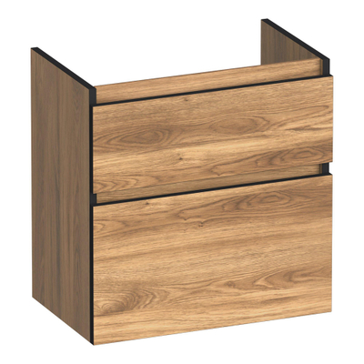 BRAUER Delight Edge wastafelonderkast ondiep 60 2 softclose lades - greeploos - 1 sifon uitsparing - Honey