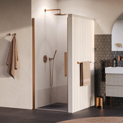 BRAUER Cosmic Porte de niche - 90x200 - pivotante - transparent - verre réversible incl. revêtement en verre - cuivre brossé PVD