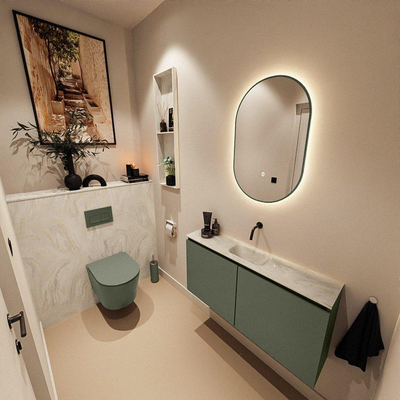 MONDIAZ TURE-DLUX 100cm toiletmeubel Army. EDEN wastafel Ostra positie midden. Zonder kraangat.