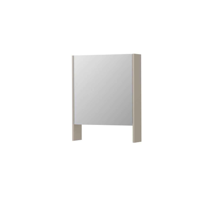 INK SPK3 Armoire de toilette - 60x14x74cm - 1 porte - miroir double face - tablette ouverte - interrupteur et prise de courant - MDF laqué gris cachemire mat