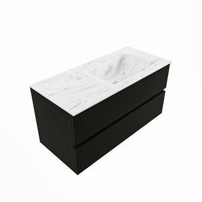 MONDIAZ VICA-DLUX Badkamermeubelset - 100cm - onderkast urban- 2 lades - inbouw wastafel cloud rechts - 1 kraangat - 60cm hoge versie - opalo