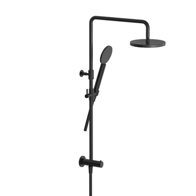 Hotbath COBBER Ensemble de douche à effet pluie tête de douche 20cm flexible de douche 150cm avec douchette Noir brossé PVD