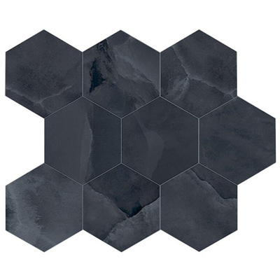 EnergieKer Onyx ek wand- en vloertegel - 26x30cm - Natuursteen look - hexagon - Black pulido gepolijst (zwart)