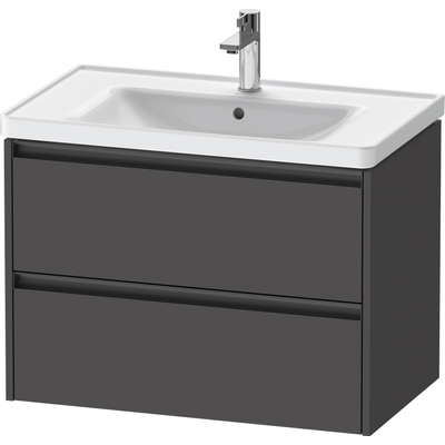 Duravit Ketho.2 Wastafelonderbouwkast - met 2 laden - 78.4x45.5x54.9cm - met grepen antraciet - grafiet mat