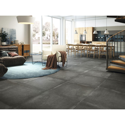 Baldocer Ceramica Grafton wand- en vloertegel - 80x80cm - 10mm - Vierkant - gerectificeerd - Betonlook - Antraciet mat