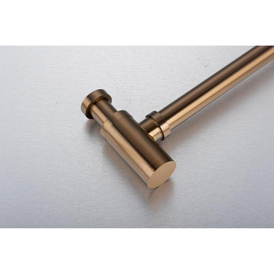 Fugaflow Efficiente Pietra Ensemble de fontaine - 40x21,5x12cm - droite - lisse - demi-ronde - 1 trou de robinet - céramique - robinet de fontaine cuivre brossé - bouchon de vidange - siphon abaissé - blanc mat