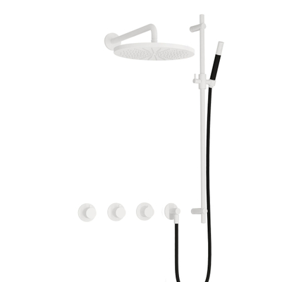 Hotbath Cobber IBS70 Regendoucheset - inbouw - 38.5cm wandarm - 30cm ronde hoofddouche - staafhanddouche - glijstang - mat wit