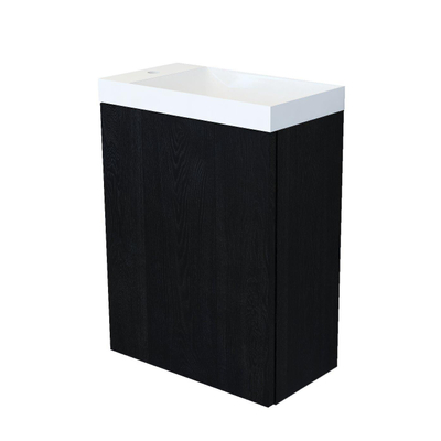 Arcqua Marble Ensemble fontaine - 40x22x54.5cm - fontaine brillant blanc - sans trop-plein - chêne noir