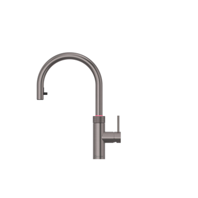 Quooker Flex Round kokendwaterkraan - draaibare & uittrekbare uitloop - Combi incl. Cube reservoir - Warm / kokend / bruisend / gefilterd water - gunmetal