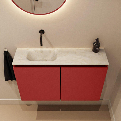 MONDIAZ TURE-DLUX 80cm toiletmeubel Fire. EDEN wastafel Ostra positie links. Zonder kraangat.