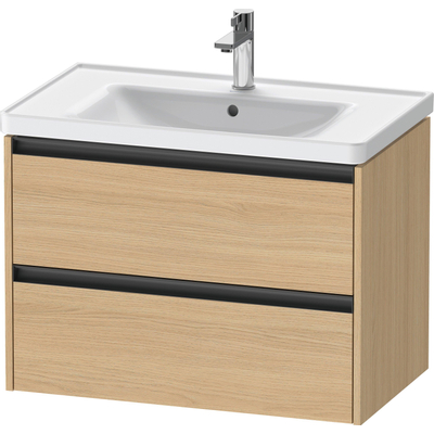 Duravit Ketho.2 Wastafelonderbouwkast - met 2 laden - 78.4x45.5x54.9cm - met grepen antraciet - natuur eiken mat
