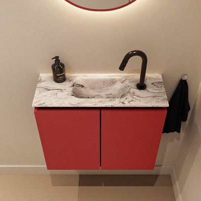 MONDIAZ TURE-DLUX Meuble toilette - 60cm - Fire - EDEN - vasque Glace - position centrale - 1 trou de robinet