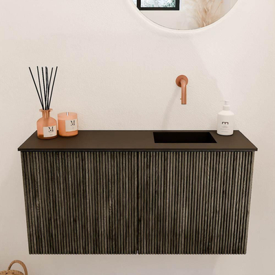 Mondiaz JOYA 80cm toiletmeubel - kleur Shadow - Wastafel FAYE positie Rechts Zonder kraangat kleur Urban.