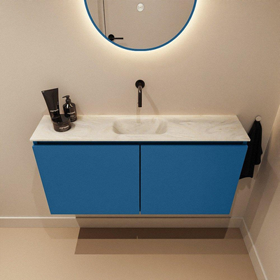 MONDIAZ TURE-DLUX 100cm toiletmeubel Jeans. EDEN wastafel Ostra positie midden. Zonder kraangat.