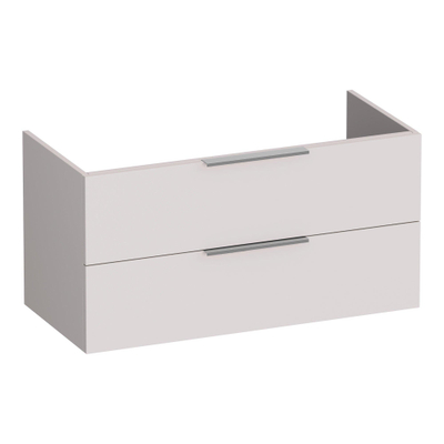 BRAUER Wave Plan-vasque 100x46cm 1 bassin 1 trou de robinetterie céramique blanc Elevate meuble sous-vasque 100 incl. poignées de tirage inox 2 tiroirs sable mat