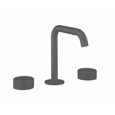 Crosswater 3ONE6 Wastafelkraan opbouw - laag - gebogen uitloop 16.1cm - warm/koud - slate gunmetal (antraciet)