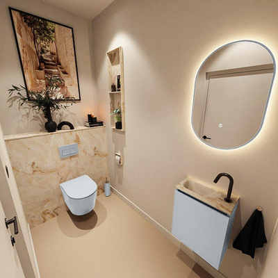 MONDIAZ TURE-DLUX Meuble de toilettes 40 cm Clay. EDEN lavabo Frappe position gauche. Avec 1 trou de robinet.