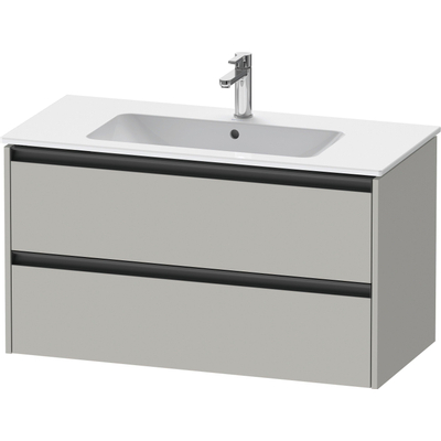 Duravit Ketho.2 Wastafelonderbouwkast - met 2 laden - 101x48x55cm - met grepen antraciet - betongrijs mat