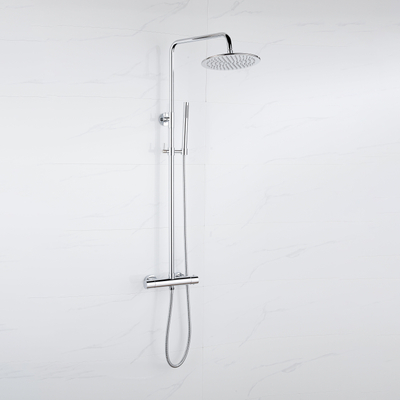 FugaFlow Eccelente Acces Regendoucheset - thermostatisch - 30cm hoofddouche - metalen slang - staaf handdouche - chroom