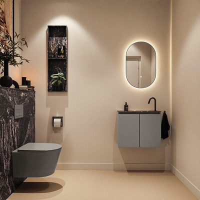 MONDIAZ TURE-DLUX Meuble toilette - 60cm - Smoke - EDEN - vasque Lava - position droite - 1 trou de robinet