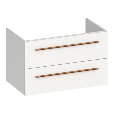 BRAUER Trust meuble sous-lavabo 80 sans poignées rapportées incluses 2 tiroirs à fermeture en douceur et 1 découpe pour siphon - blanc mat