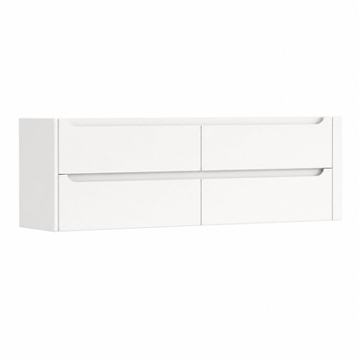 H&R Badmeubelen Juice Wastafelonderkast - 160x45x50cm - rechterhoek afgerond - 4 lades - geïntegreerde greep - Wit mat