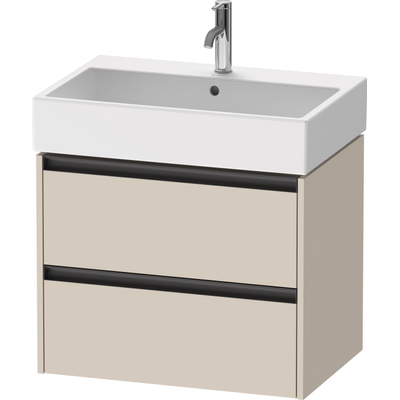 Duravit Ketho.2 Wastafelonderbouwkast - met 2 laden - 68.4x46x54.9cm - met grepen antraciet - taupe supermat