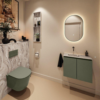 MONDIAZ TURE-DLUX 60cm toiletmeubel Army. EDEN wastafel Glace positie links. Zonder kraangat.