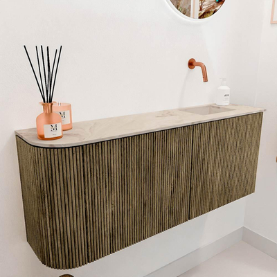 Mondiaz JOYA-DLUX 101.6cm toiletmeubel - ronding links kleur Dusk - Wastafel FAYE positie Rechts Zonder kraangat kleur Frappe.