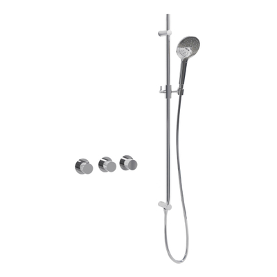 Fortifura Nebbio Badcombinatie-set - thermostaatkraan - glijstang - met geïntegreerde - wandaansluitbocht - gladde doucheslang - ronde handdouche - badvulcombinatie - hoogglans chroom