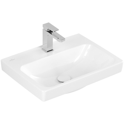 Villeroy & Boch Architectura Wastafel - 42x55cm - met kraangat antibacterieel - geslepen onderkant - White Alpine (glans wit)