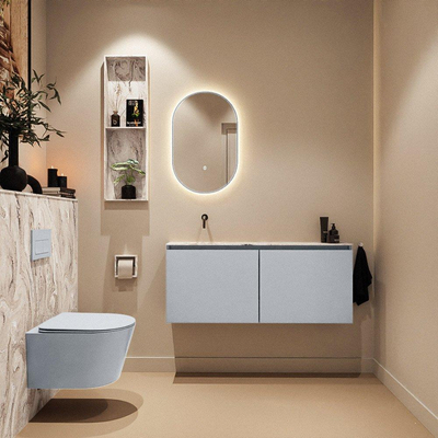 MONDIAZ TURE-DLUX Meuble toilette - 120cm - Clay - EDEN - vasque Glace - position gauche - sans trou de robinet