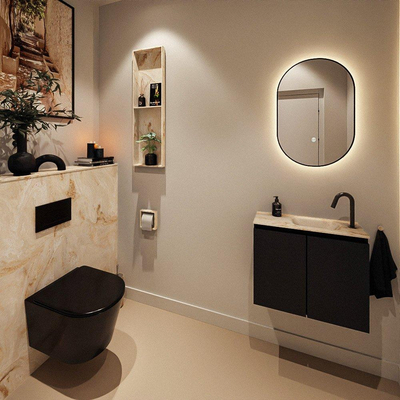 MONDIAZ TURE-DLUX 60cm toiletmeubel Urban. EDEN wastafel Frappe positie rechts. Met 1 kraangat.