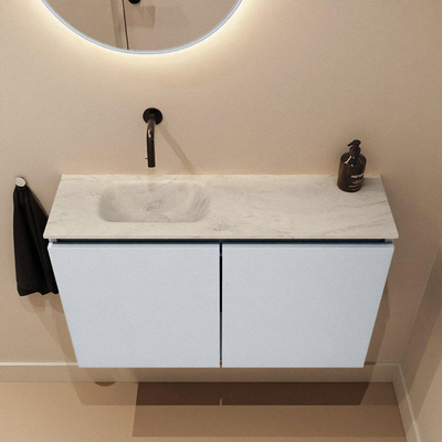 MONDIAZ TURE-DLUX 80cm toiletmeubel Clay. EDEN wastafel Opalo positie links. Zonder kraangat.