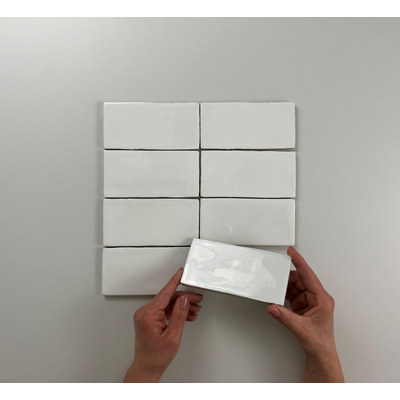 SAMPLE Terravito Galeno wandtegel - 7.5x15cm - 8.5mm - Rechthoek - Wit glans