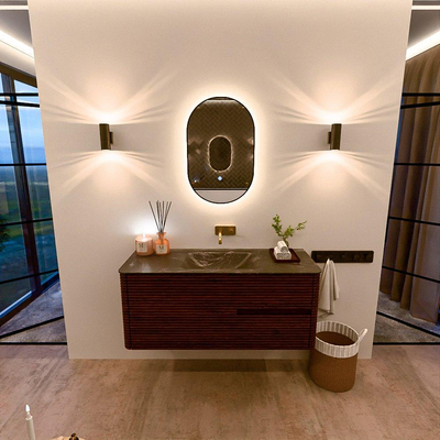 Mondiaz CIRO-DLUX Badkamermeubelset - 120x45x50cm - Solid surface wastafel Lava - 1 wasbak Midden - zonder kraangaten - 2 lades - Ruby