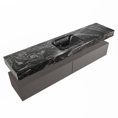 Mondiaz ALAN-DLUX Ensemble de meuble - 200cm - meuble Dark grey mat - 2 tiroirs - Lavabo Cloud Lava suspendu - vasque Centre - 0 trous de robinet
