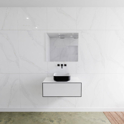 Mondiaz Lagom Meuble salle de bains 80x30.9x45cm Solid Surface Urban 1 tiroir avec lavabo BINX vasque à poser Centre sans trous de robinet