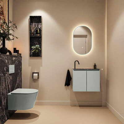 MONDIAZ TURE-DLUX Meuble toilette - 60cm - Greey - EDEN - vasque Lava - position gauche - 1 trou de robinet